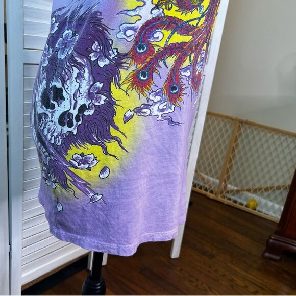 Ed Hardy Y2K Dragon & Skull Tattoo Graphic Tee Dress Small - Picture 4 of 13
